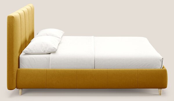 Laura letto imbottito contenitore e sfoderabile in microfibra velluto