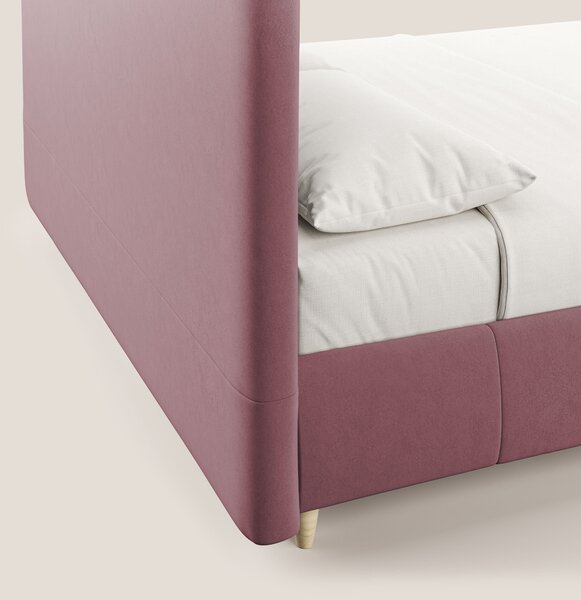Laura letto imbottito contenitore e sfoderabile in microfibra velluto