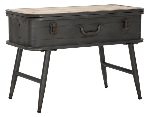 Console Industry con Contenitore 60x29x43,5 cm Legno di Abete e in Ferro Grigio