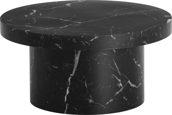 WOHNLING Tavolino da caffè 60x60x30 cm Nero Tavolino da divano in look marmo Tavolo da soggiorno moderno Tavolo da salotto rotondo a forma di fungo Tavolino da caffè Tavolino piccolo