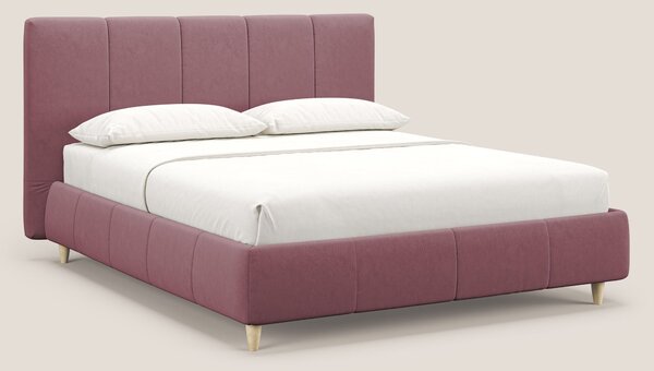 Laura letto imbottito contenitore e sfoderabile in microfibra velluto