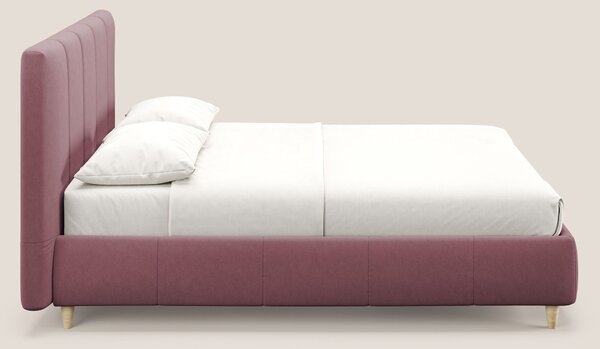 Laura letto imbottito contenitore e sfoderabile in microfibra velluto