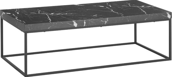 WOHNLING Tavolino da caffè 120x60x38 cm Nero Tavolo da divano in marmo Design moderno Tavolo da soggiorno Tavolo rettangolare Tavolo da salotto Grande Tavolo da caffè Gambe in metallo
