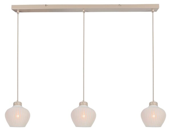 Lampada a sospensione - crema - Travino - lino metallo pietra - grande lampada da tavolo da pranzo - E27 - 4599CR - Anne Lighting