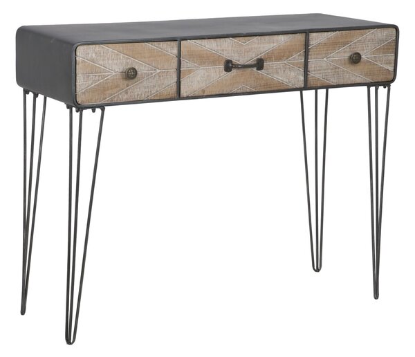 Console Oklahoma 100x38,5x80 cm in Ferro e MDF Marrone e Nero