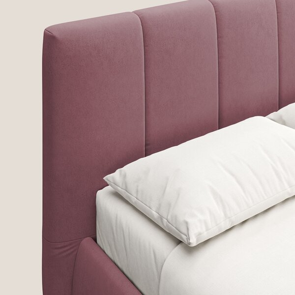 Laura letto imbottito contenitore e sfoderabile in microfibra velluto