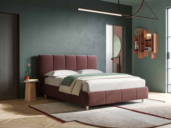 Laura letto imbottito contenitore e sfoderabile in microfibra velluto