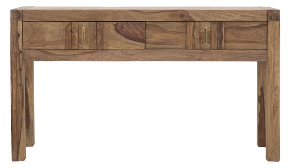 Console Elegant Sheesham 132x40x76 cm Legno e Ferro Naturale e Oro