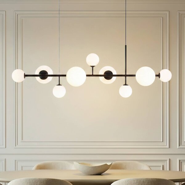 Lampada a sospensione in vetro Joel ALDEX, dimmerabile, Nero, Soggiorno / Sala da pranzo, Metallo, Lampada a sospensione