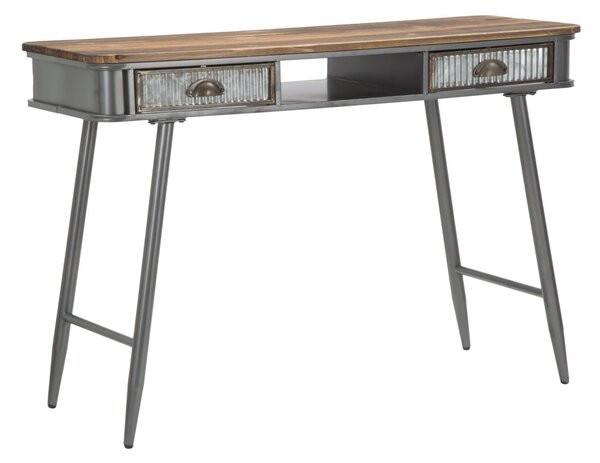 Console Illinois 111x40x76 cm in Ferro e Legno di Abete Grigio e Grigio e Naturale