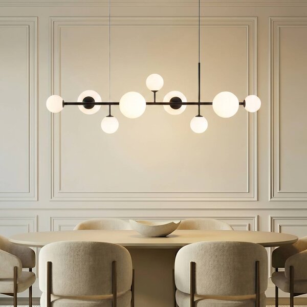 Lampada a sospensione in vetro Joel ALDEX, dimmerabile, Nero, Soggiorno / Sala da pranzo, Metallo, Lampada a sospensione