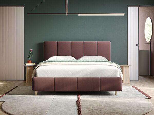 Laura letto imbottito contenitore e sfoderabile in microfibra velluto