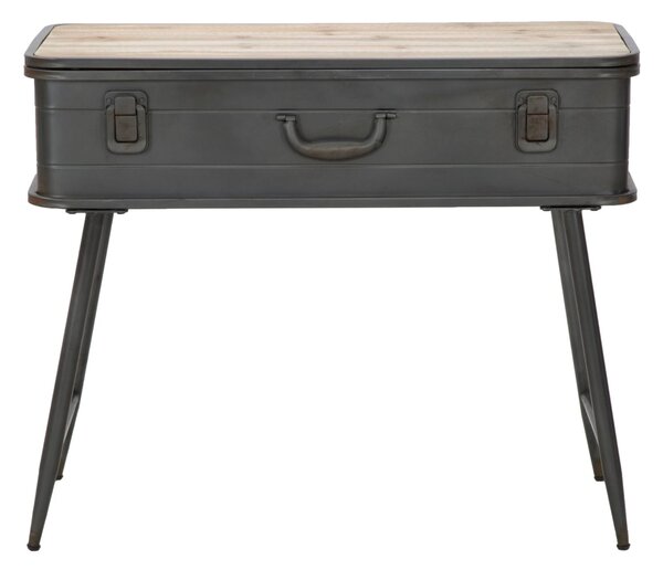 Console Industry con Contenitore 80x35x67,5 cm Legno di Abete e in Ferro Grigio