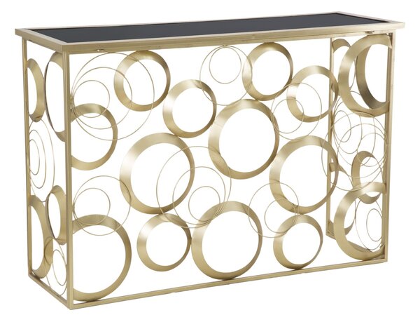 Console Globe 120x40,5x81,5 cm in Ferro e Vetro Oro