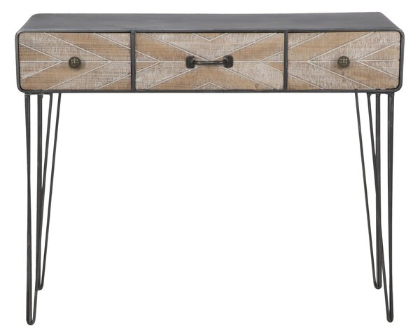 Console Oklahoma 100x38,5x80 cm in Ferro e MDF Marrone e Nero