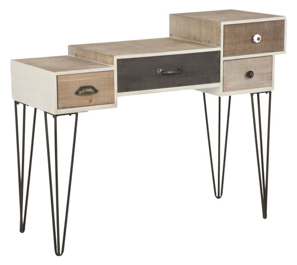 Console Raw 106x44x85 cm in Ferro e MDF Marrone e Nero