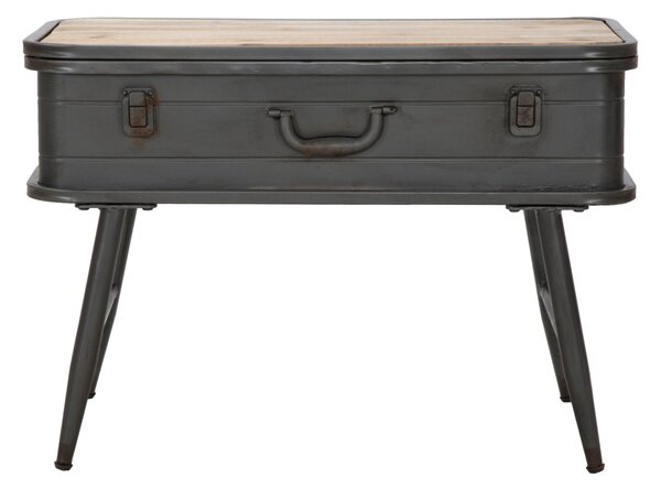 Console Industry con Contenitore 60x29x43,5 cm Legno di Abete e in Ferro Grigio