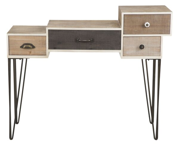 Console Raw 106x44x85 cm in Ferro e MDF Marrone e Nero