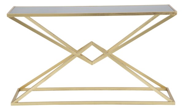 Console Piramid 130x40x75 cm in Ferro e Vetro Oro e Nero