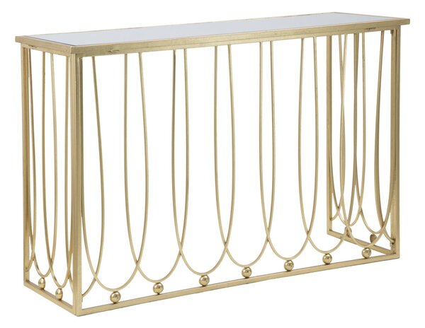 Console Amelie 120x43x80 cm in Ferro e Vetro Oro