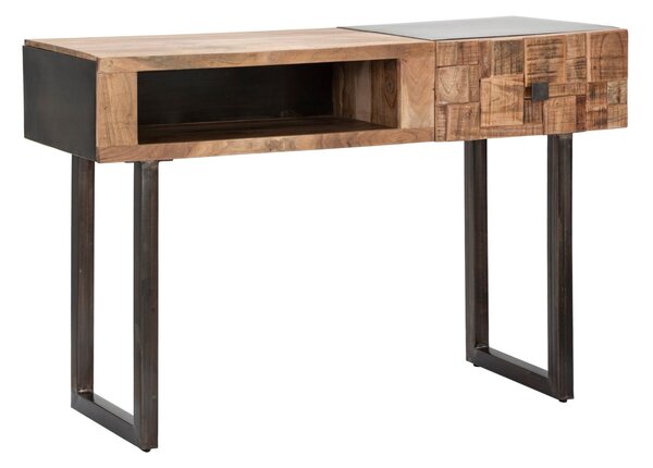 Console Mumbai 118x40x76 cm in Legno di Acacia e in Ferro Marrone e Nero