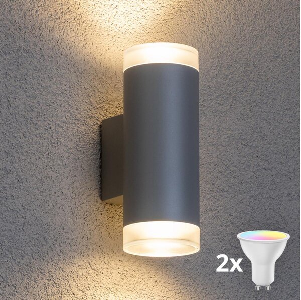 Brilagi - Applique da esterno LED RGBW MATERA 2xGU10/4,8W/230V grigio IP54