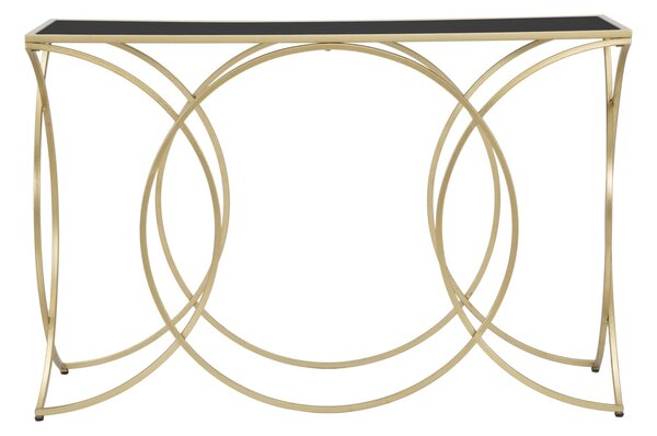 Console Infinity Small 120x40x79 cm in Ferro e Specchio Oro e Nero