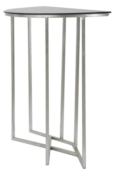 Console Oslo 100x40x80 cm in Ferro e Vetro Argento e Nero