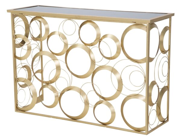 Console Globe 120x40,5x81,5 cm in Ferro e Vetro Oro