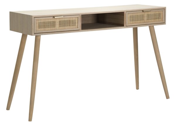 Console Paglia di Vienna 120x42x77 cm MDF e Impiallacciatura di frassino Marrone