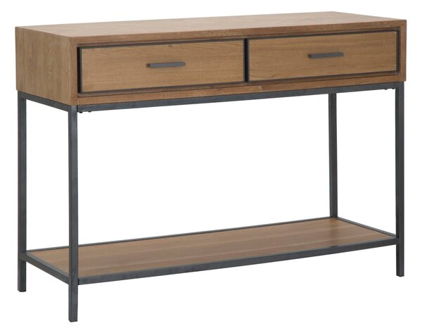 Console Malé 110x40x80 cm Legno di Abete e Impiallacciatura di frassino e MDF e in Ferro Marrone e Grigio