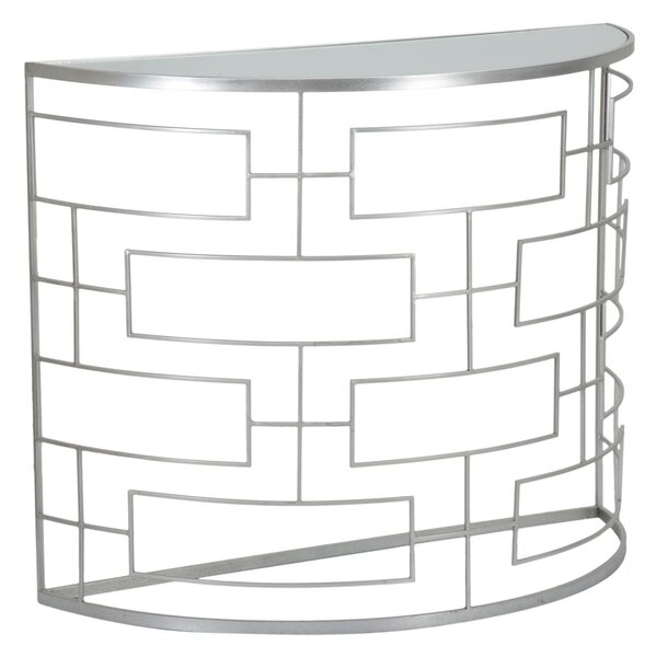 Console Ice 100x40x80 cm in Ferro MDF e Specchio Argento