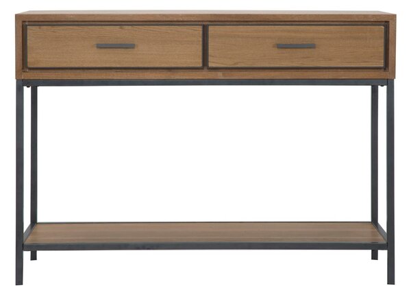 Console Malé 110x40x80 cm Legno di Abete e Impiallacciatura di frassino e MDF e in Ferro Marrone e Grigio