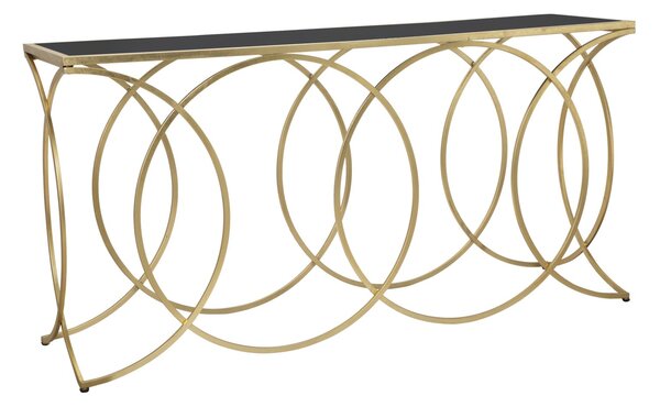 Console Infinity 160x40x79 cm in Ferro e Specchio e MDF Oro e Nero