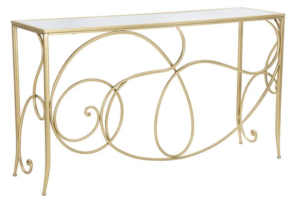 Console Art 140x40x80 cm in Ferro MDF e Specchio Oro