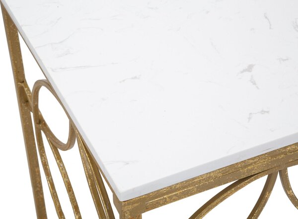 Console Star Marble 120x40x80 cm in Ferro e Marmo Oro e Bianco