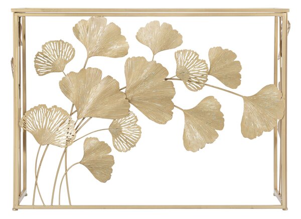 Console in Ferro Leaf 108x36,5x80 cm in Ferro MDF e Specchio Oro