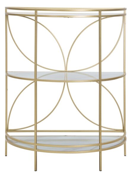 Mobiletto Glam Shelf 70x35x85 cm in Ferro MDF e Vetro Oro e Multicolor
