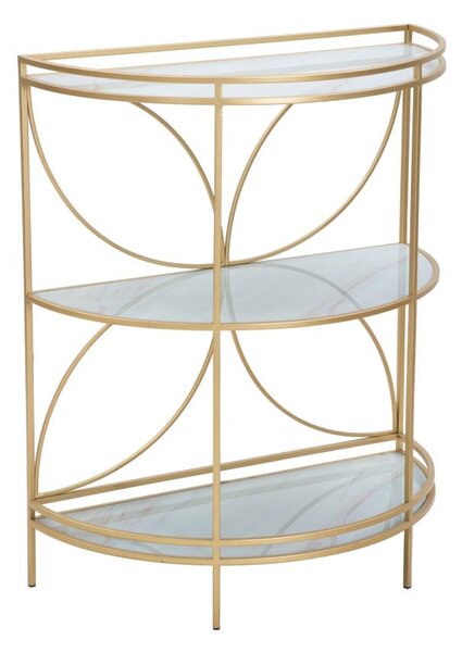 Mobiletto Glam Shelf 70x35x85 cm in Ferro MDF e Vetro Oro e Multicolor