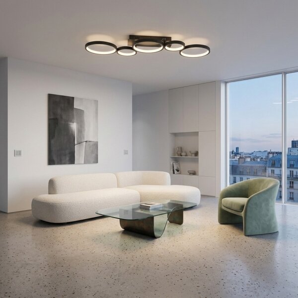 Brilagi - Plafoniera dimmerabile a LED RINGO LED/34W/230V nera + telecomando