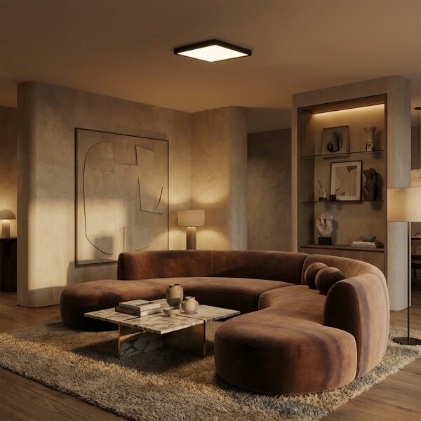 Brilagi - Plafoniera LED dimmerabile ESTELA SQUARE LED/36W/230V 31x31 cm nero + telecomando