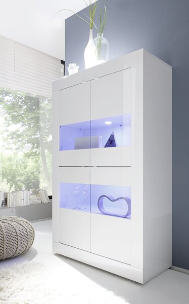 Mobile Alto da Salotto 4 Porte 102x43x162cm TFT Basic Bianco Lucido