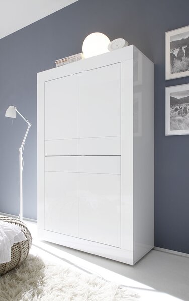 Mobile Alto da Salotto 4 Porte 102x43x162cm TFT Basic Bianco Lucido