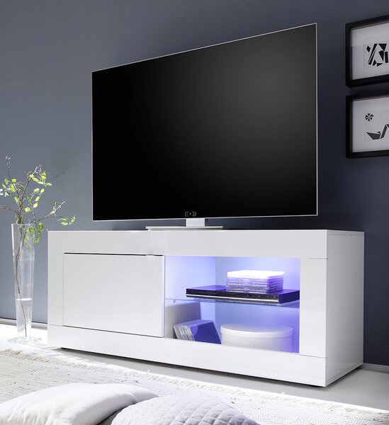 Mobile TV 1 Porta 1 Nicchia 140x43x56cm TFT Basic Bianco Lucido