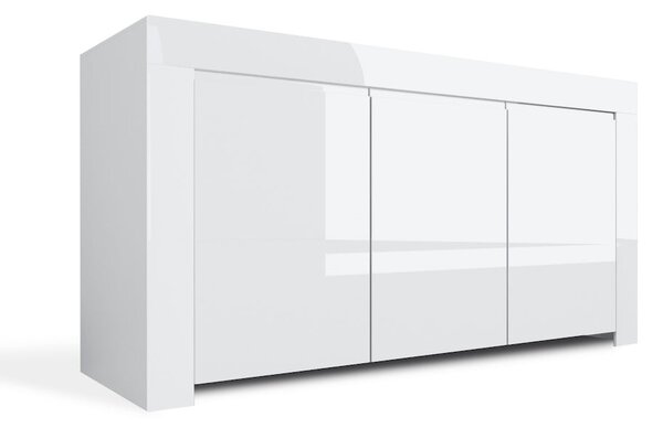 Credenza Mobile da Salotto 3 Porte 162x50x82cm TFT Amber Bianco Lucido