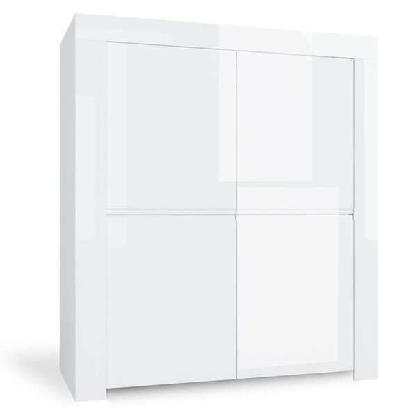 Mobile Alto 4 Porte e 4 Ripiani 118,5x50x140cm TFT Amber Bianco Lucido
