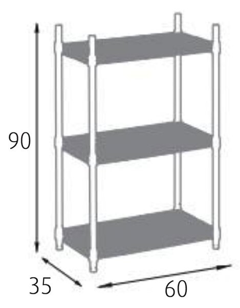 Scaffale in Acciaio Cromato 3 Ripiani 60x35x90 cm Fadi