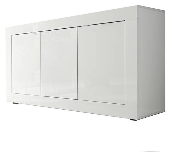 Credenza Mobile da Salotto 3 Porte 160x43x86cm TFT Basic Bianco Lucido
