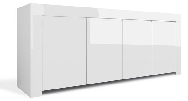 Credenza Mobile da Salotto 4 Porte 210x50x82cm TFT Amber Bianco Lucido