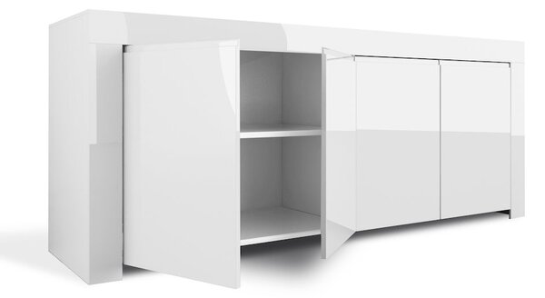 Credenza Mobile da Salotto 4 Porte 210x50x82cm TFT Amber Bianco Lucido